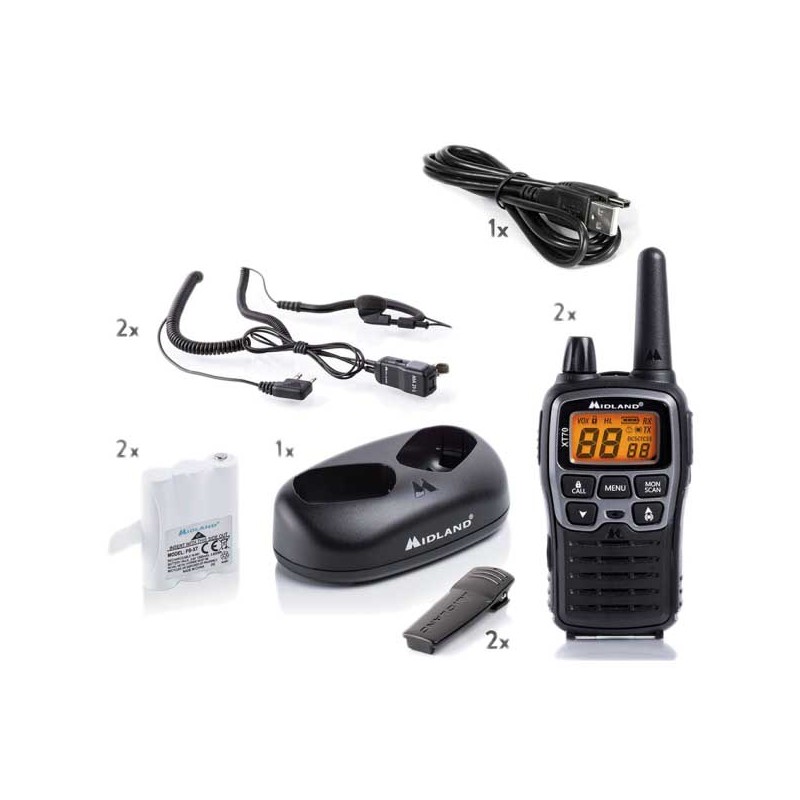 Buy Midland Walkie Talkie - XT70 - Walkie Talkie with Earphone Mic, Charging Dock in Cyprus, Nicosia, Limassol, Larnaka, Pafos