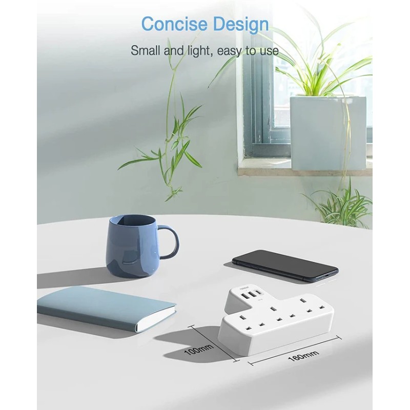 Buy Tessan 3-Gang plug Through UK Charger 2 USB A USB C 13A - TS-223-C - 3-Gang ... in Cyprus, Nicosia, Limassol, Larnaka, Pafos