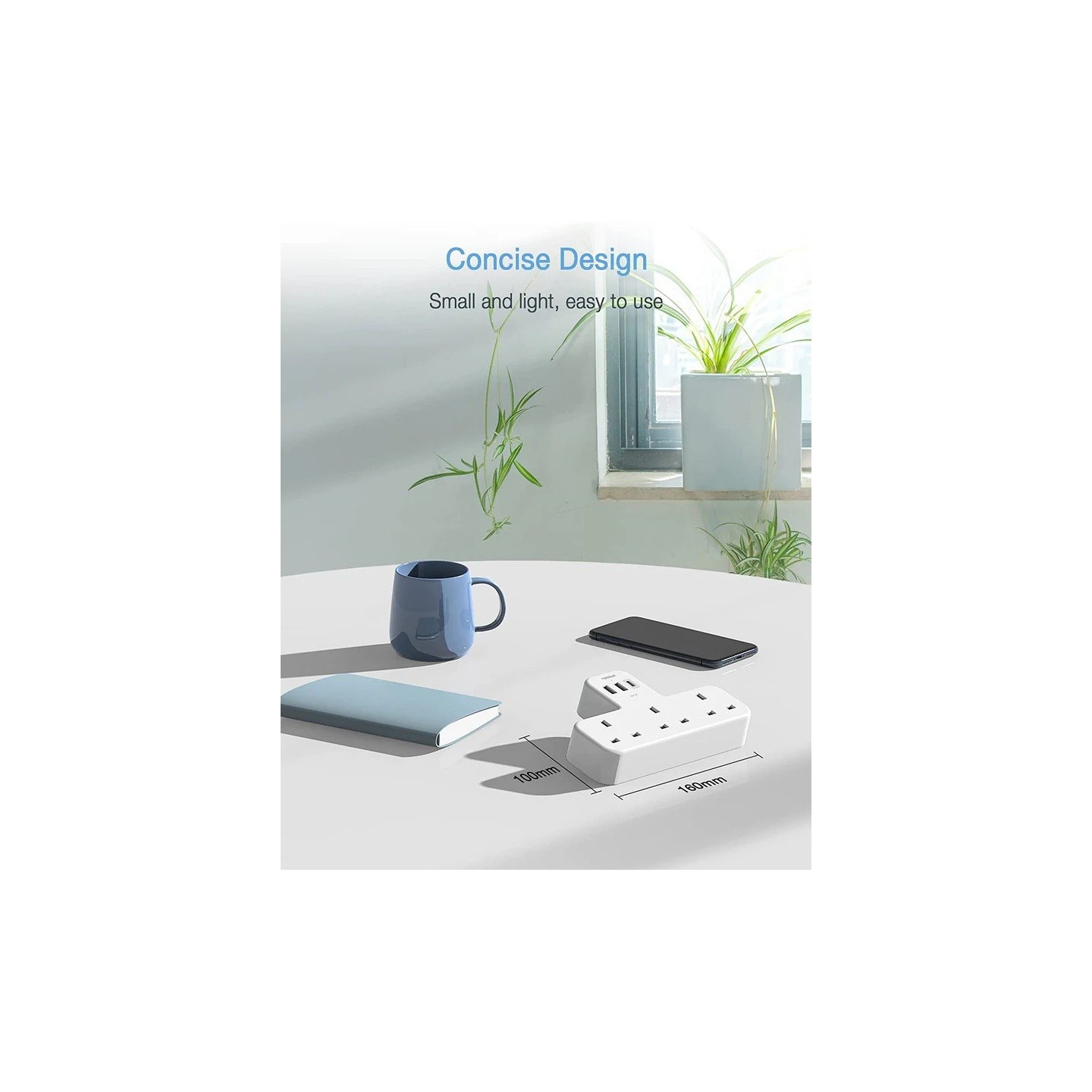 Tessan 3-Gang plug Through UK Charger 2 USB A USB C 13A - TS-223-C - 3-Gang plug Through UK Charger 2 USB A USB C 13A