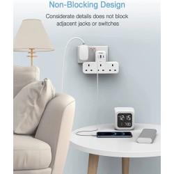 Buy Tessan 3-Gang plug Through UK Charger 2 USB A USB C 13A - TS-223-C - 3-Gang ... in Cyprus, Nicosia, Limassol, Larnaka, Pafos