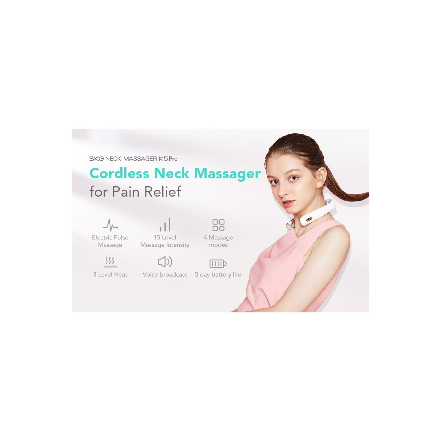 SKG Neck Massager - K5 Pro - Pulse-Heat-Remote-4xModes — Buy in Cyprus with Fast Delivery