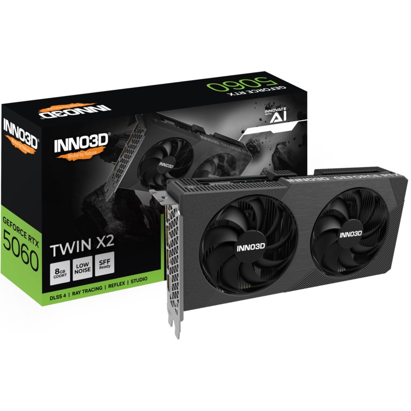 Buy Inno3D GeForce RTX 5060 Twin X2 - Black, 8GB GDDR7, Boost 2497 MHz, PCIe 5.0 in Cyprus, Nicosia, Limassol, Larnaka, Pafos
