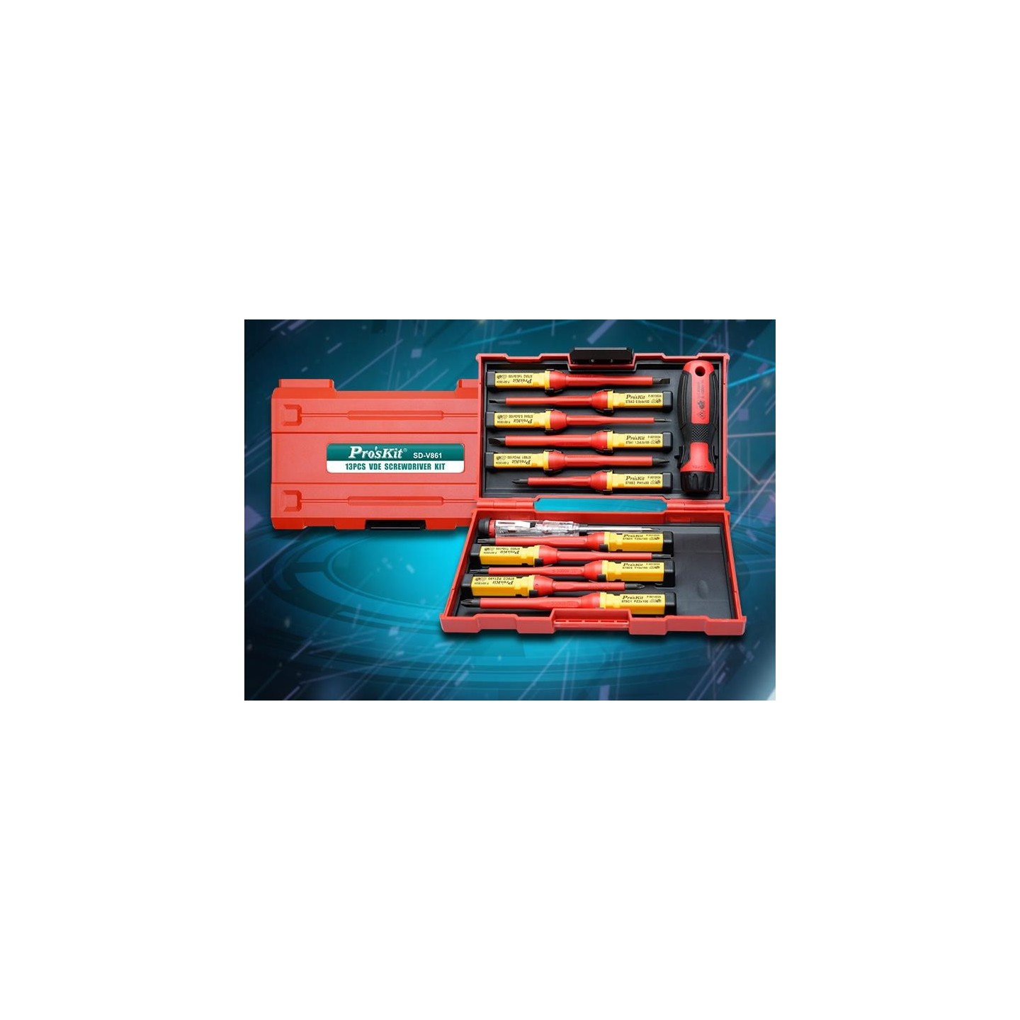 Proskit Screwdriver Insulated VDE Set of 13 pcs - SD-V861 - Proskit Screwdriver Insulated VDE Set of 13 pcs
