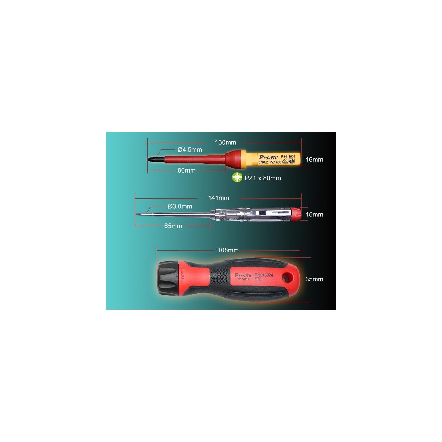 Proskit Screwdriver Insulated VDE Set of 13 pcs - SD-V861 - Proskit Screwdriver Insulated VDE Set of 13 pcs