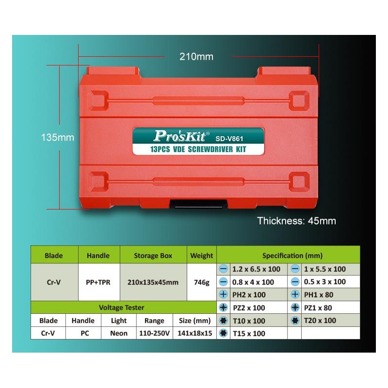 Buy Proskit Screwdriver Insulated VDE Set of 13 pcs - SD-V861 - Proskit Screwdri... in Cyprus, Nicosia, Limassol, Larnaka, Pafos
