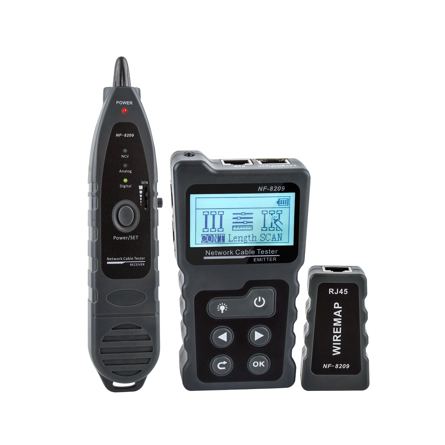 Noyafa Network Tester with LCD, Toner, Continuity, Cable Length, PoE, Port Blink - NF-8209 - Voltage Detection