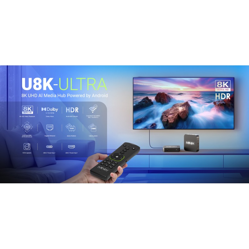 Buy MINIX Android Media Hub AI 8K 8GB 128GB Wi-Fi 6 A3 PRO Air Mouse - U8K-ULTRA... in Cyprus, Nicosia, Limassol, Larnaka, Pafos