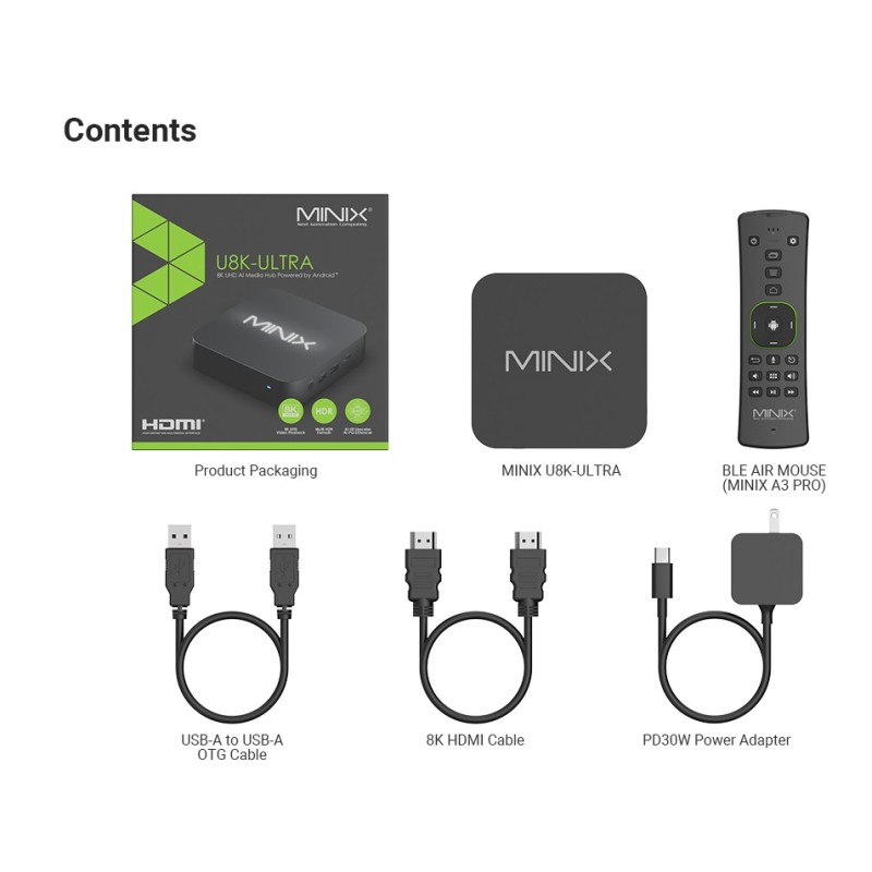 Buy MINIX Android Media Hub AI 8K 8GB 128GB Wi-Fi 6 A3 PRO Air Mouse - U8K-ULTRA... in Cyprus, Nicosia, Limassol, Larnaka, Pafos