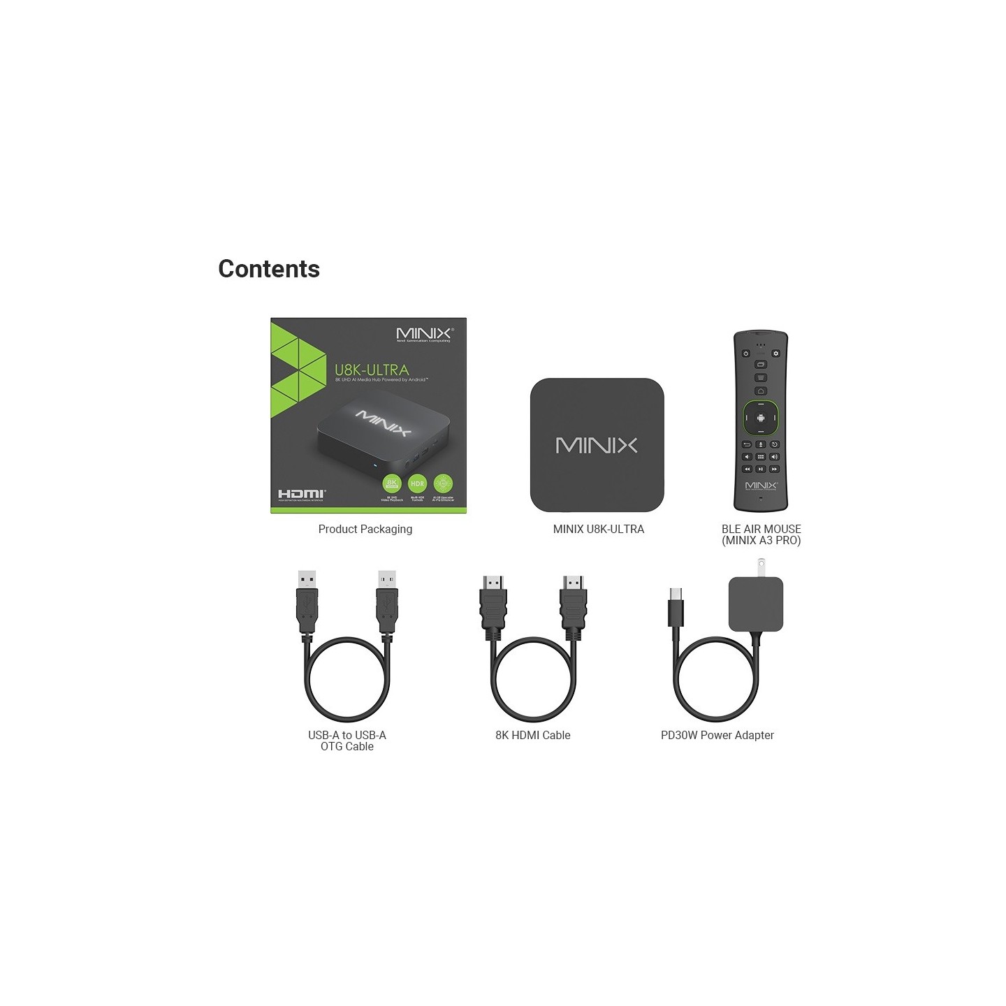 MINIX Android Media Hub AI 8K 8GB 128GB Wi-Fi 6 A3 PRO Air Mouse - U8K-ULTRA - MINIX Android Media Hub AI 8K 8GB 128GB Wi-Fi 6