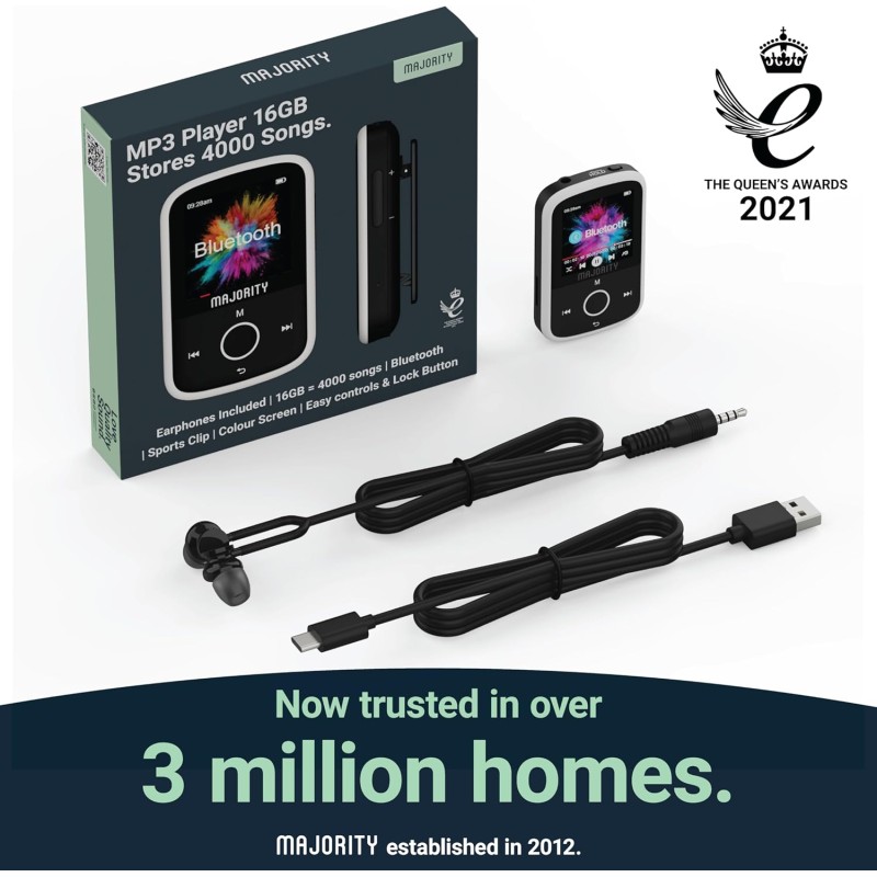 Buy Majority Portable MP3 Player - 16GB BT+Earphones in Cyprus, Nicosia, Limassol, Larnaka, Pafos