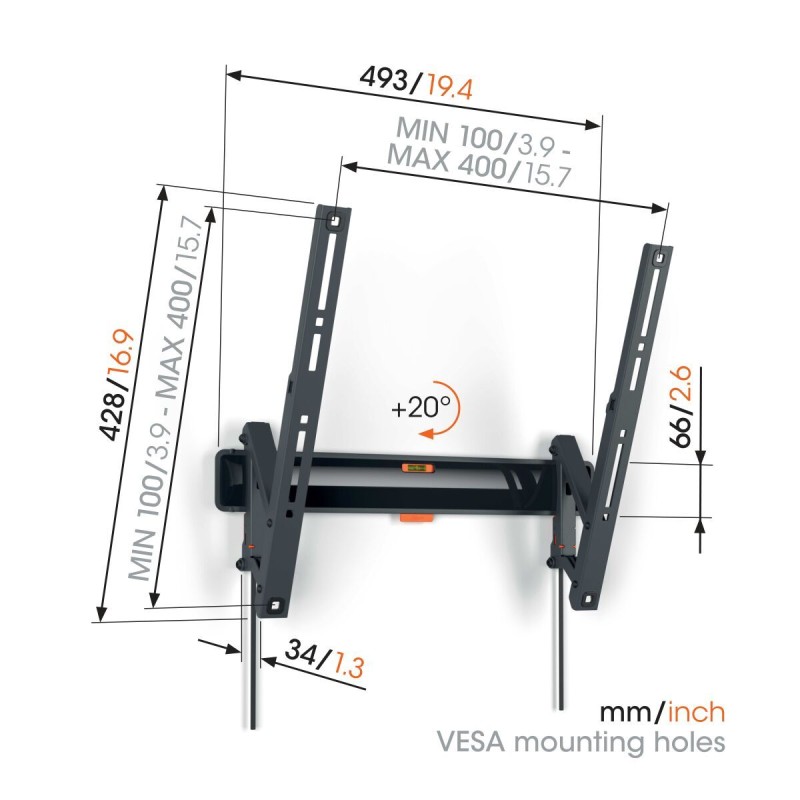Buy Vogels Tilt TV Wall Mount - TVM3413 - 32-65'' Black in Cyprus, Nicosia, Limassol, Larnaka, Pafos
