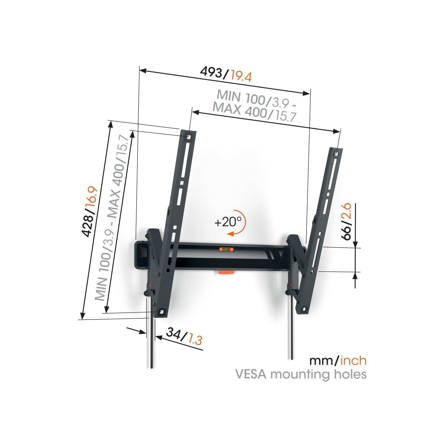 Vogels Tilt TV Wall Mount - TVM3413 - 32-65'' Black — Buy in Cyprus with Fast Delivery