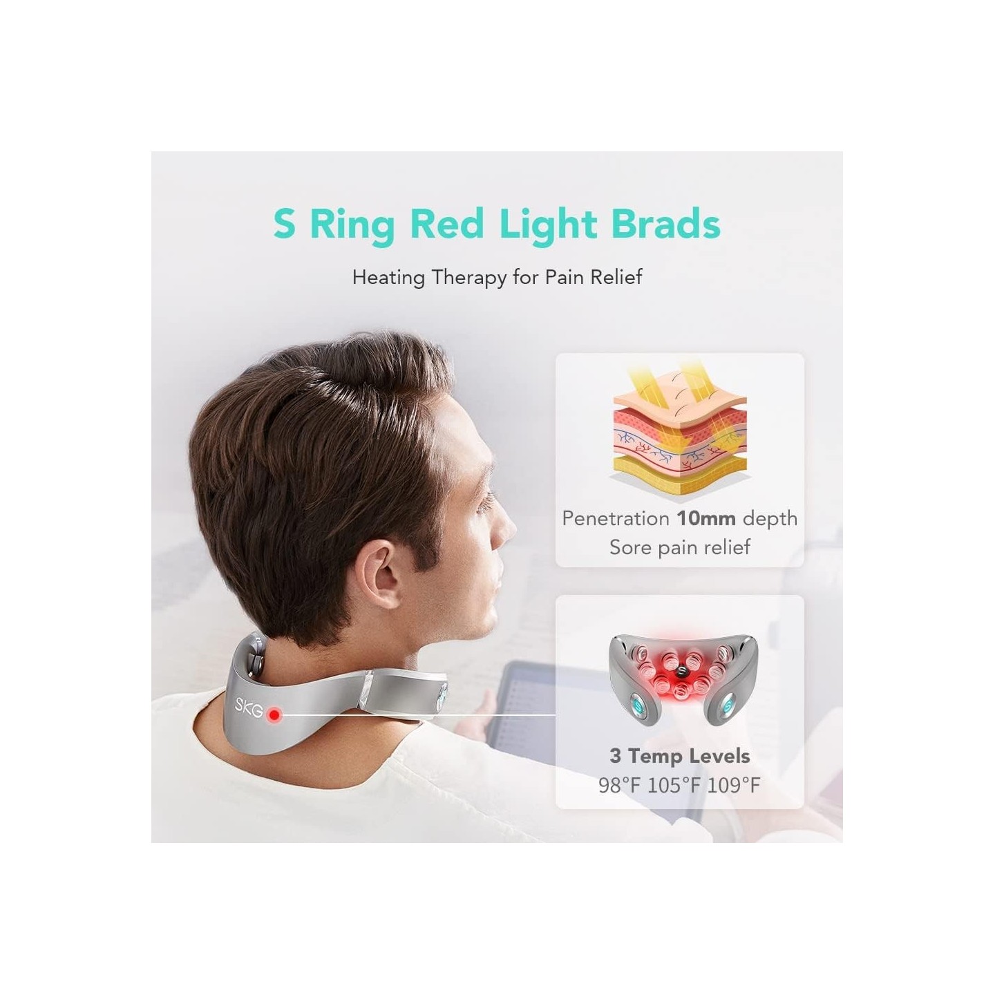 SKG Neck Massager - G7 Pro - Pulse-Heat-APP-Multiple Heads — Buy in Cyprus with Fast Delivery