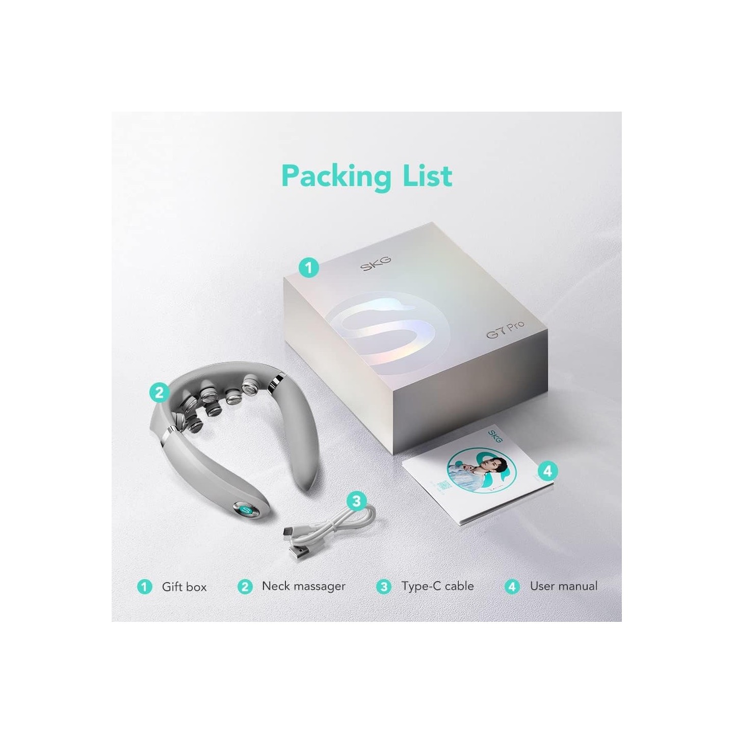 SKG Neck Massager - G7 Pro - Pulse-Heat-APP-Multiple Heads — Buy in Cyprus with Fast Delivery