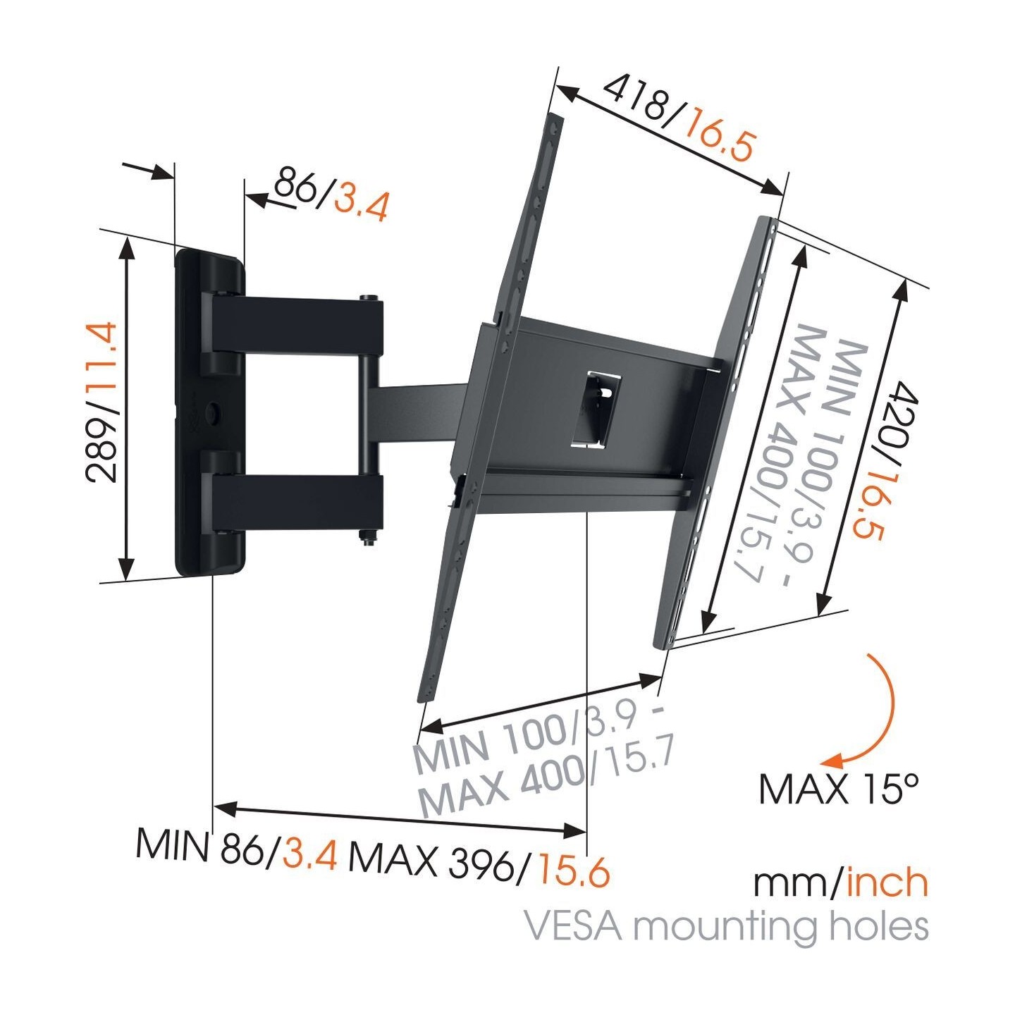 Vogels TV Wall Mount - MA3040 - TURN 32-65'' 2 arms Black — Buy in Cyprus with Fast Delivery