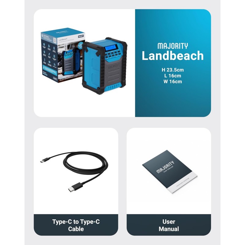 Buy Majority LANDBEACH Portable Rugged Speaker - FM-BT IP65 Waterproof 20hr Batt... in Cyprus, Nicosia, Limassol, Larnaka, Pafos