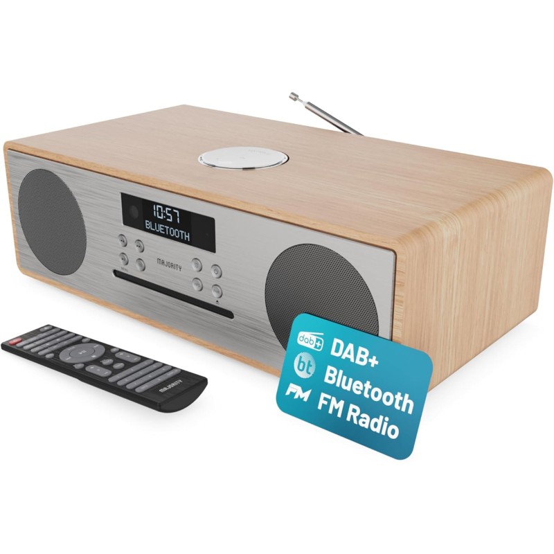 Buy Majority OAKINGTON 120W Mini HiFi System with CD-BT-USB-FM - Oak in Cyprus, Nicosia, Limassol, Larnaka, Pafos