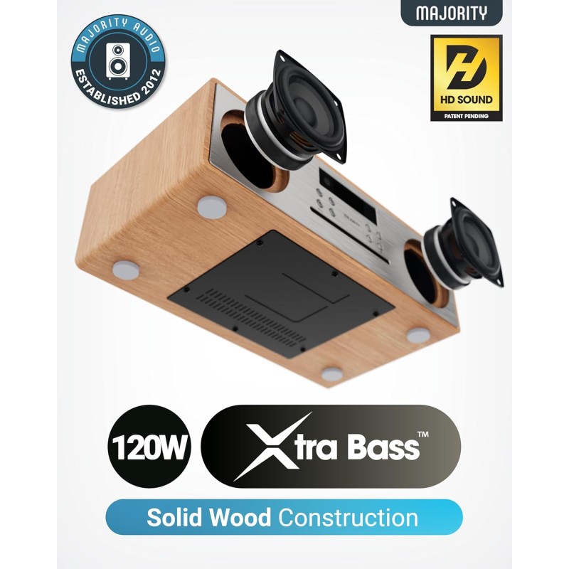 Buy Majority OAKINGTON 120W Mini HiFi System with CD-BT-USB-FM - Oak in Cyprus, Nicosia, Limassol, Larnaka, Pafos