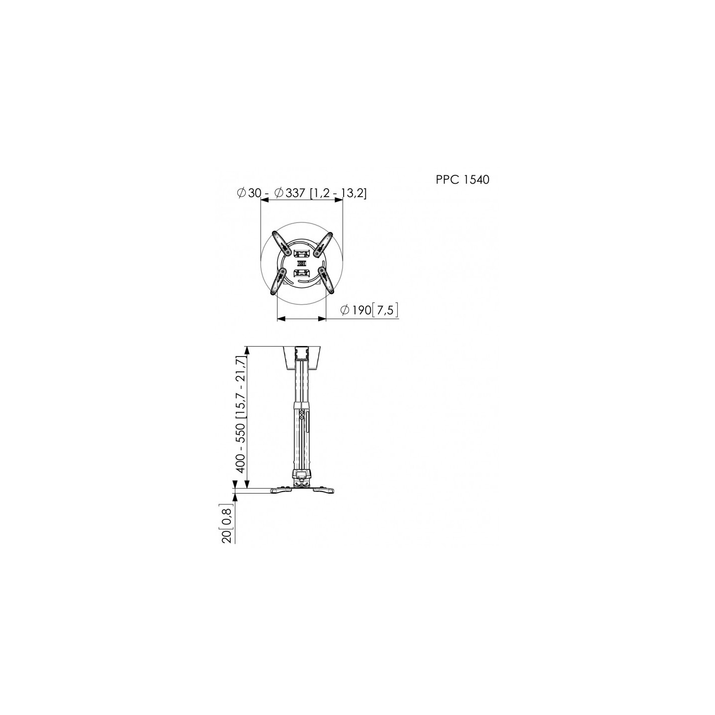 Vogels Projector Ceiling Support - PPC1540 - Projector Ceiling Support 15kg 40-55cm — Buy in Cyprus with Fast Delivery