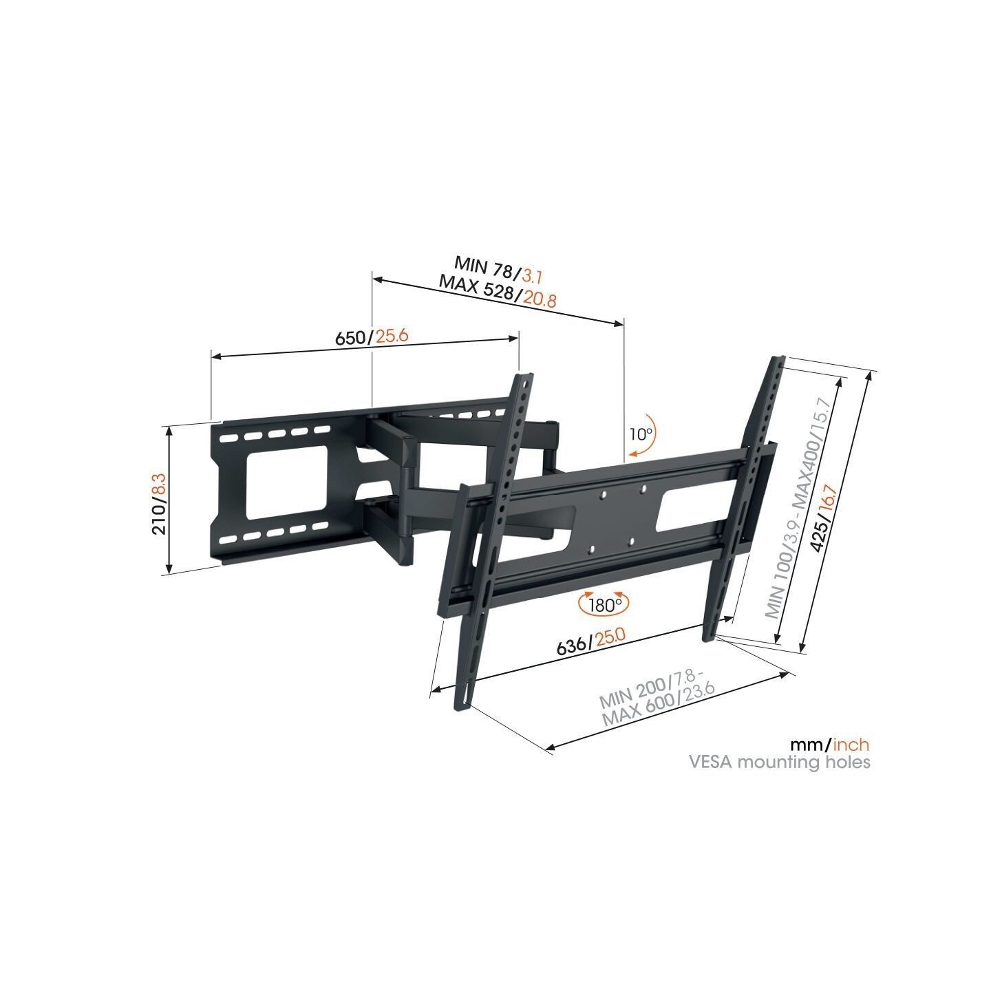 Vogels UP TV Wall Mount - MA4040 - 60x40 Turn 4 arms — Buy in Cyprus with Fast Delivery