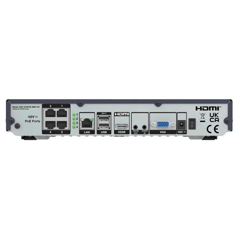 Strong Security NVR - NVR-4CHPOE-8MP-UK - 4 Channel 4K H.265+ PoE ONVIF Supported — Buy in Cyprus with Fast Delivery