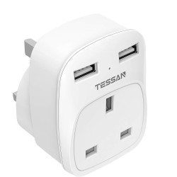 Buy Tessan Gang Plug-Through UK Charger - TS-821-UK - 2 USB A 13A in Cyprus, Nicosia, Limassol, Larnaka, Pafos