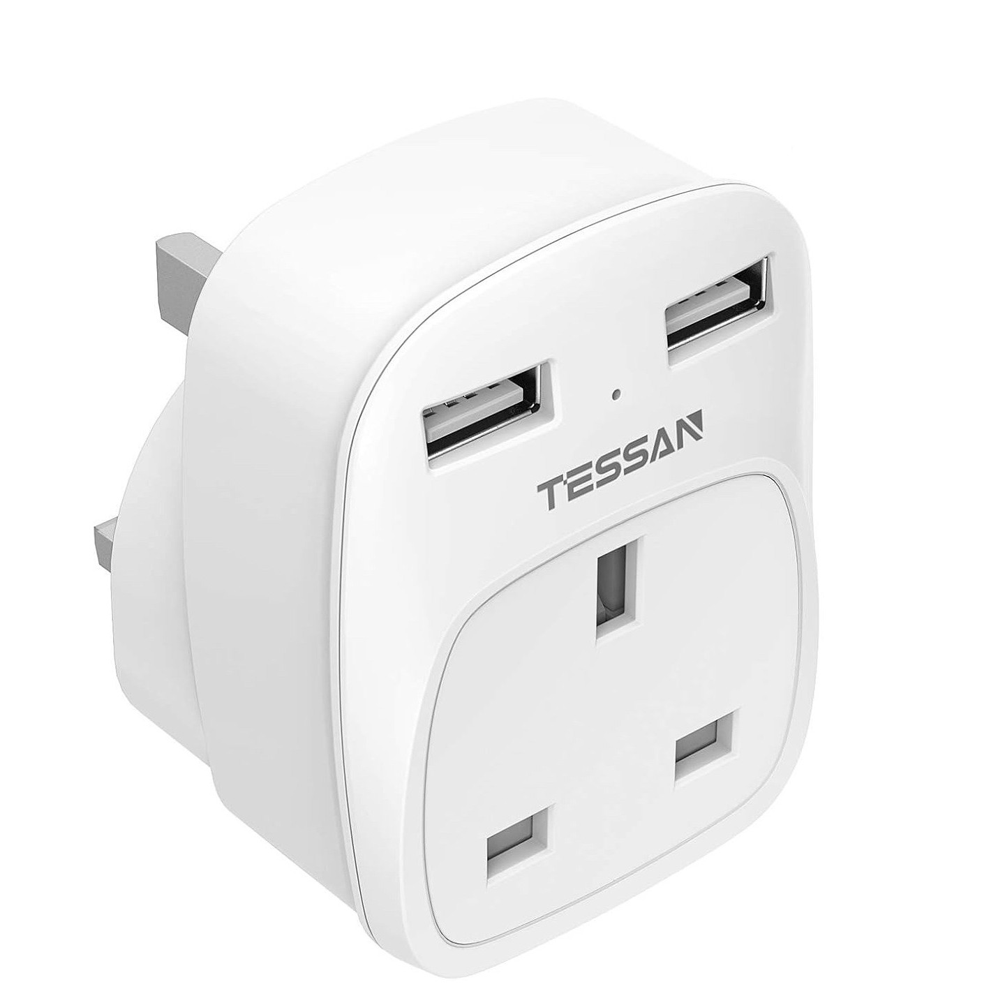 Tessan Gang Plug-Through UK Charger - TS-821-UK - 2 USB A 13A — Buy in Cyprus with Fast Delivery