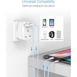 Buy Tessan Gang Plug-Through UK Charger - TS-821-UK - 2 USB A 13A in Cyprus, Nicosia, Limassol, Larnaka, Pafos
