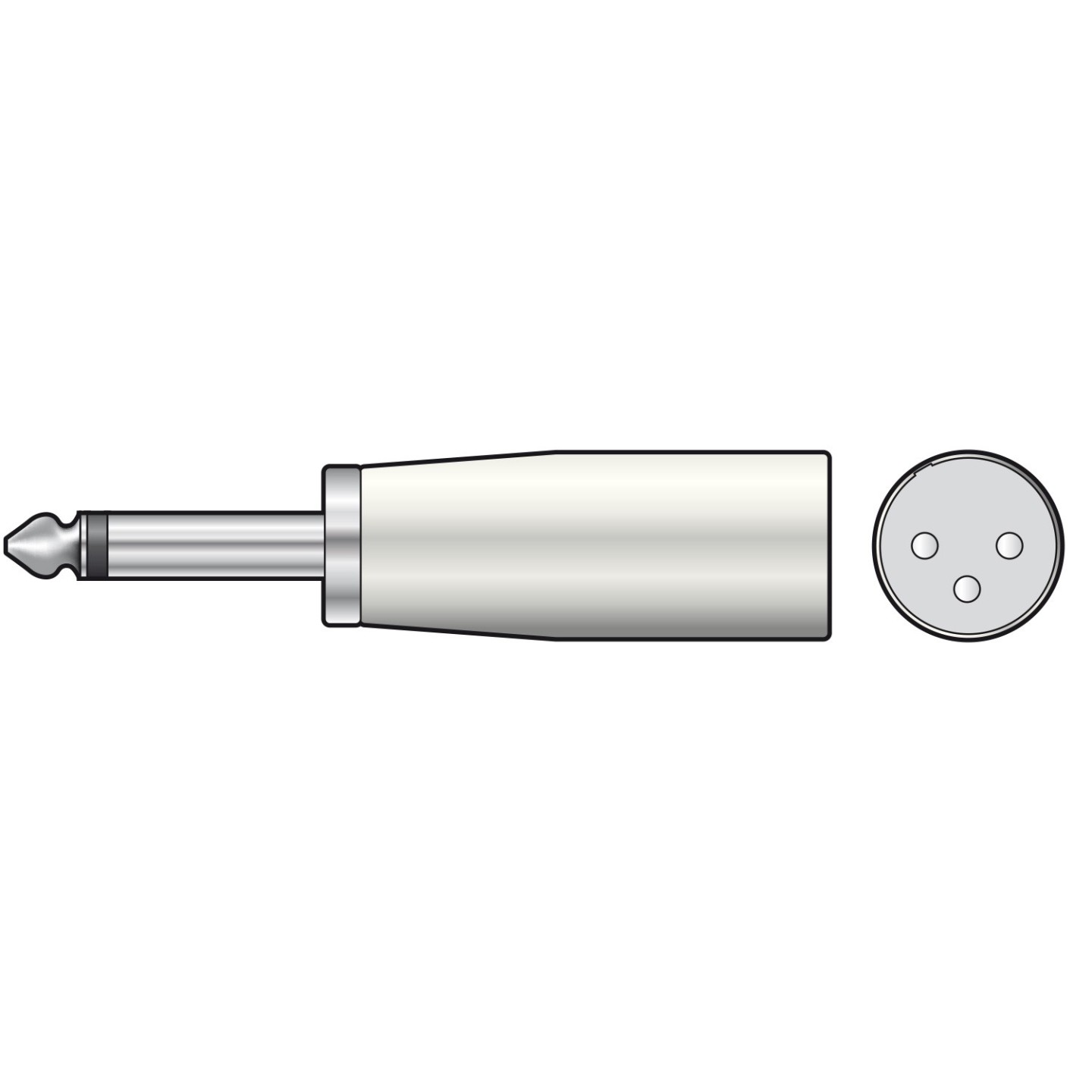 QTX XLR Mono Male to 6.3mm Mono Male Adaptor - 763.946UK - XLR Mono Male to 6.3mm Mono Male Adaptor