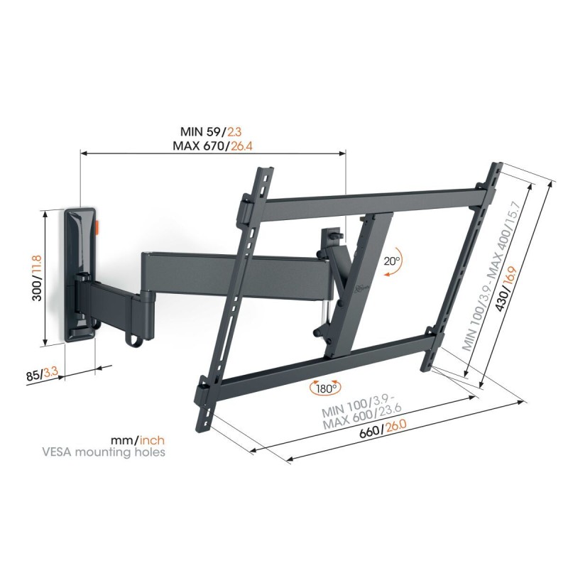 Buy Vogels TV Wall Mount - TVM3643 - Turn 40-77'' Black in Cyprus, Nicosia, Limassol, Larnaka, Pafos