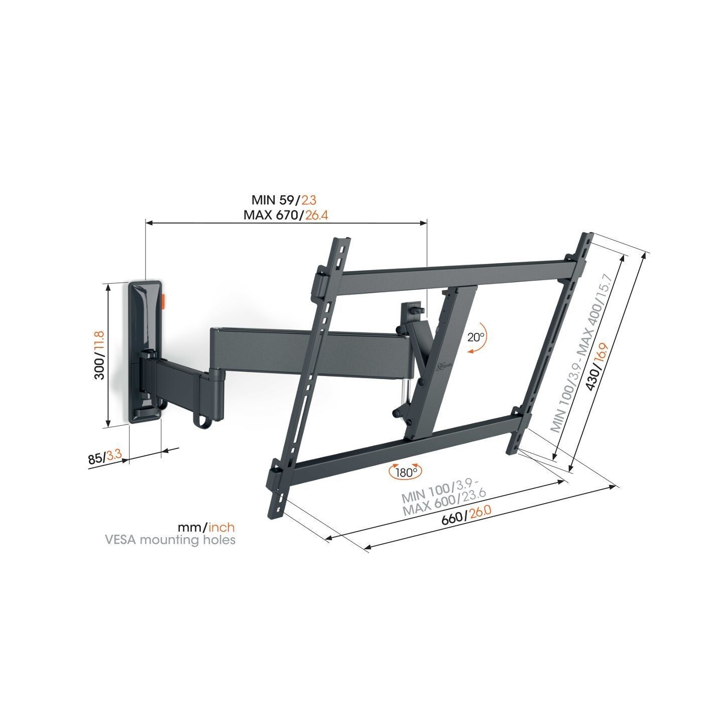 Vogels TV Wall Mount - TVM3643 - Turn 40-77'' Black — Buy in Cyprus with Fast Delivery