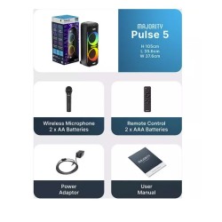 Buy Majority Speakers Portable Karaoke - PULSE P5 - 600W Wireless Mic BT USB RGB UK in Cyprus, Nicosia, Limassol, Larnaka, Pafos