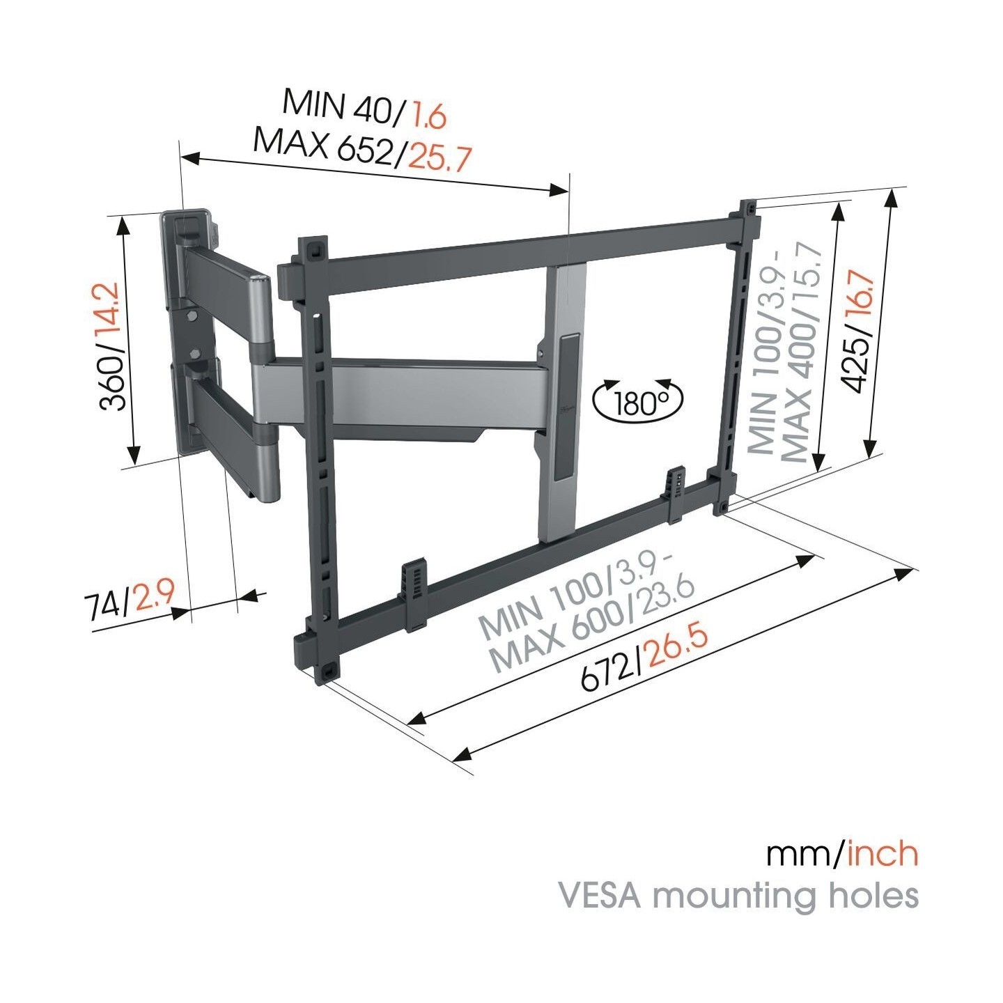 Vogels ELITE TV Wall Mount - TVM5645-G - 60x40 Turn up to 45kg Grey — Buy in Cyprus with Fast Delivery