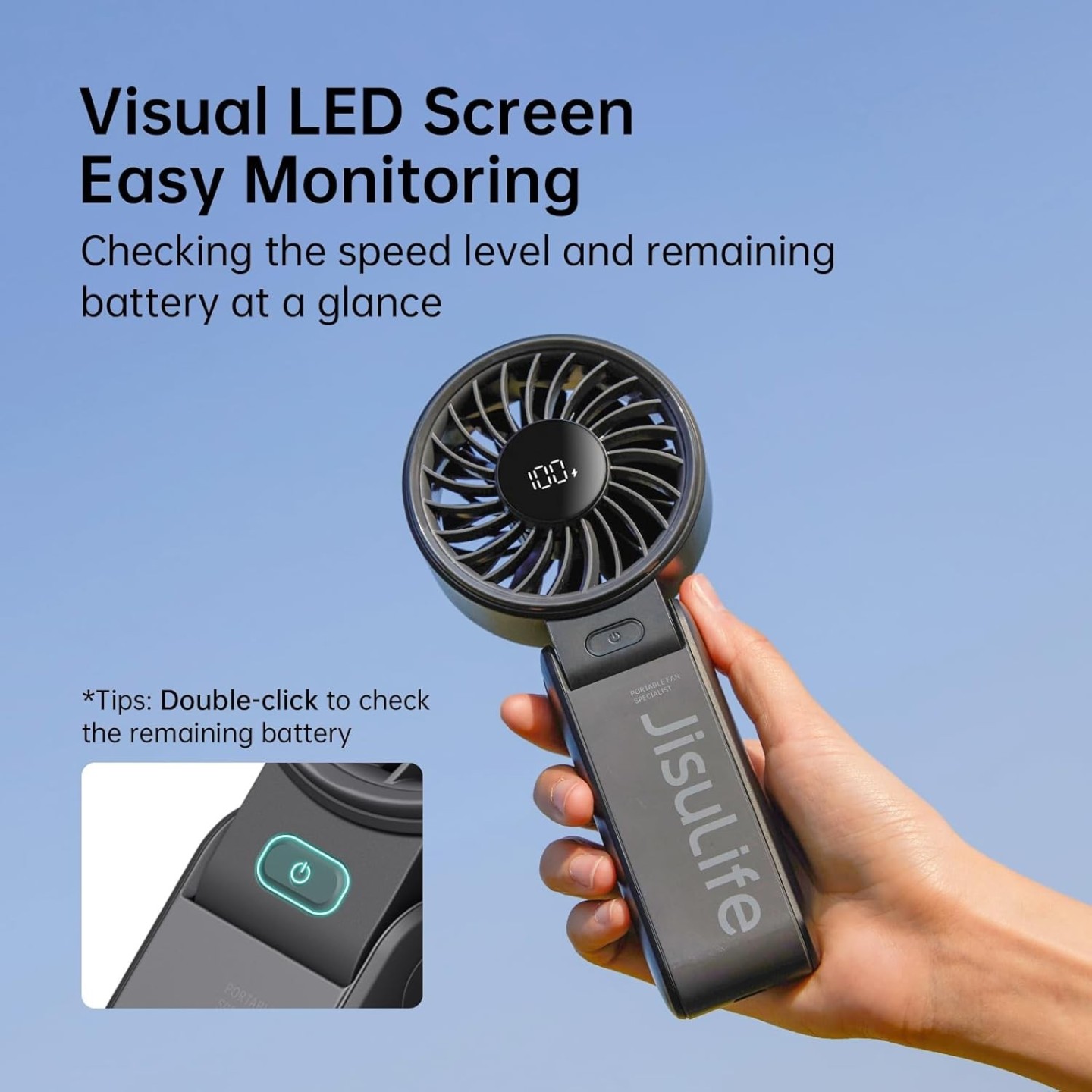 Jisulife Portable Personal Fan - Life7 - 5000mAh Black — Buy in Cyprus with Fast Delivery