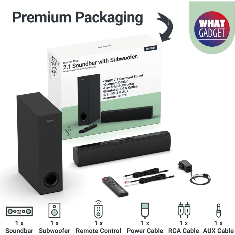 Buy Majority BOWFELL PLUS Soundbar - 100W with SubWoofer BT-USB in Cyprus, Nicosia, Limassol, Larnaka, Pafos