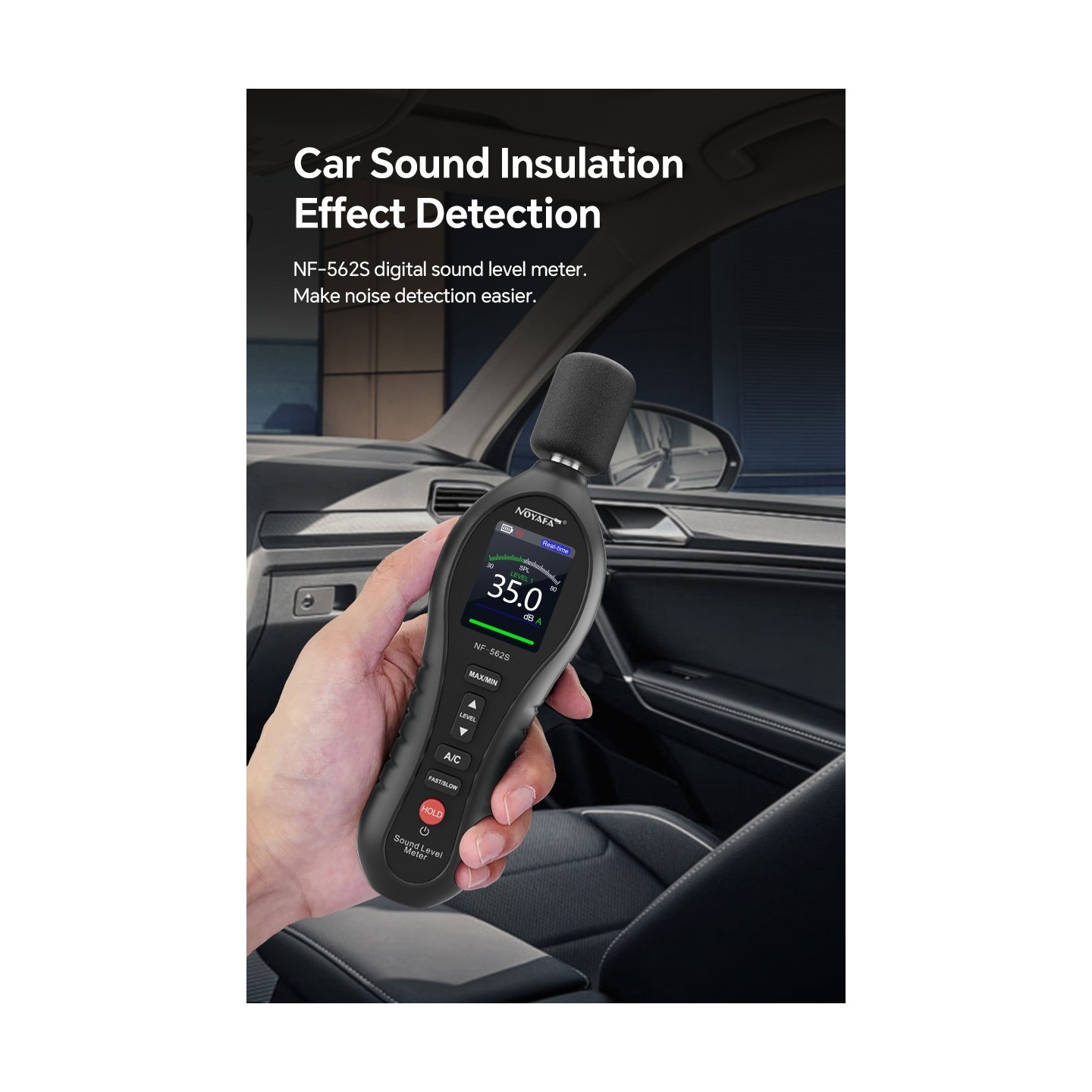 Noyafa Sound Level Meter - NF-562S - Dual A/C Weighting, Real-Time Alarm & Color LCD Display