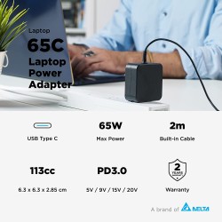 Buy Innergie USB-C Laptop Power Adapter - 65C - 65W UK in Cyprus, Nicosia, Limassol, Larnaka, Pafos