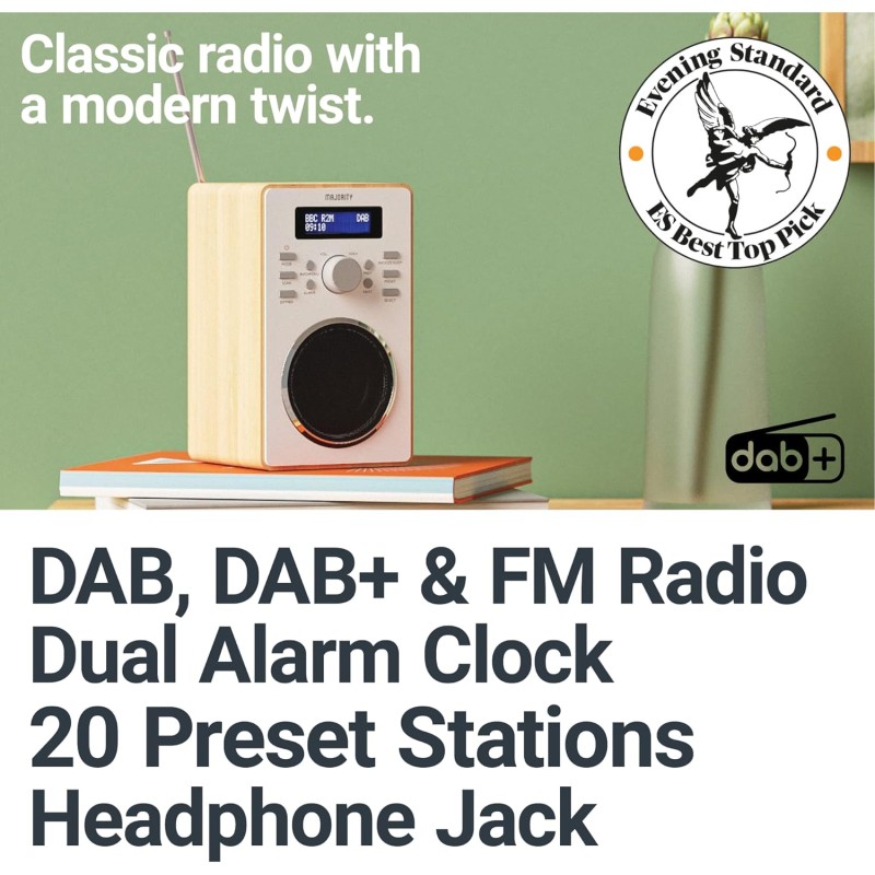 Buy Majority BARTON Radio - Digital FM,LED Display,Dual Alarms,Snooze Oak in Cyprus, Nicosia, Limassol, Larnaka, Pafos