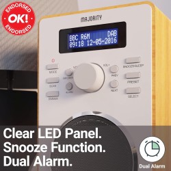 Buy Majority BARTON Radio - Digital FM,LED Display,Dual Alarms,Snooze Oak in Cyprus, Nicosia, Limassol, Larnaka, Pafos