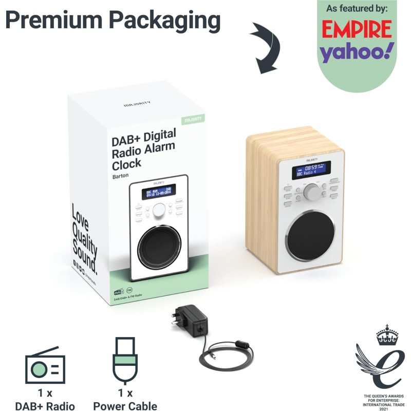 Buy Majority BARTON Radio - Digital FM,LED Display,Dual Alarms,Snooze Oak in Cyprus, Nicosia, Limassol, Larnaka, Pafos