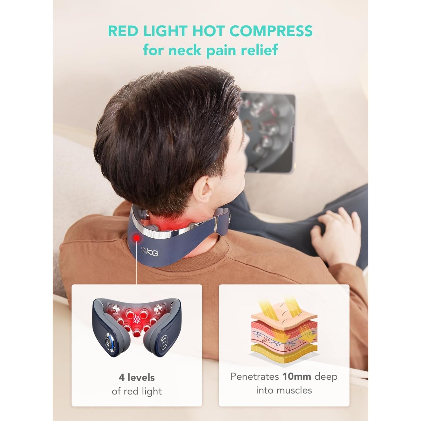 SKG Neck Massager - G7 Pro-Fold - Pulse-Heat-APP-Multiple Heads — Buy in Cyprus with Fast Delivery