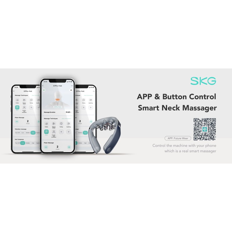 Buy SKG Neck Massager - G7 Pro-Fold - Pulse-Heat-APP-Multiple Heads in Cyprus, Nicosia, Limassol, Larnaka, Pafos