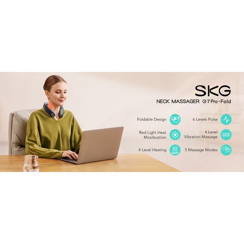 Buy SKG Neck Massager - G7 Pro-Fold - Pulse-Heat-APP-Multiple Heads in Cyprus, Nicosia, Limassol, Larnaka, Pafos