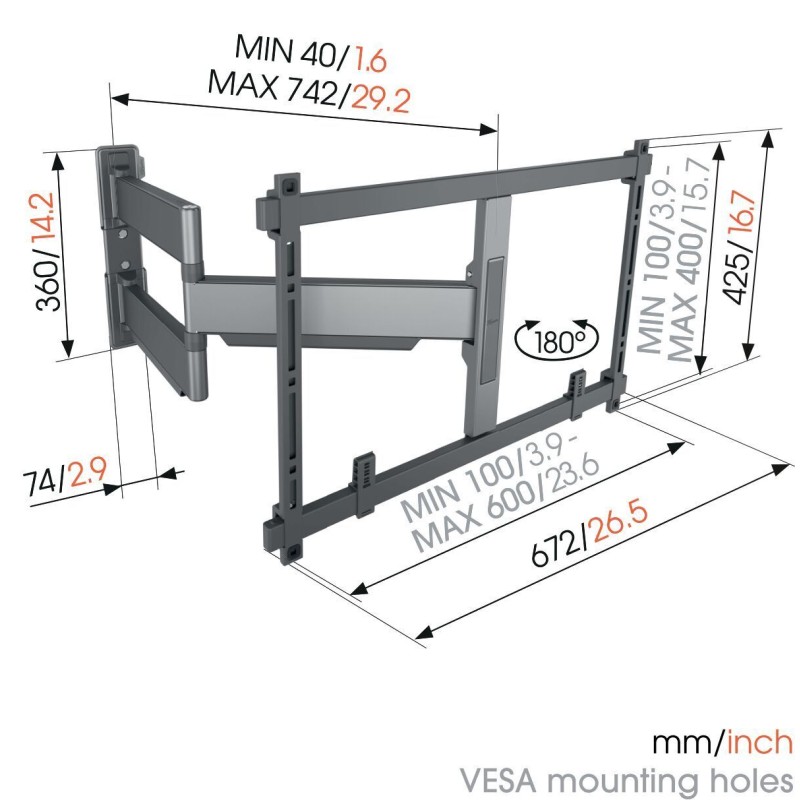 Buy Vogels ELITE TV Wall Mount - TVM5845 - Turn 60x40 2 arms 55kg 74cm Black in Cyprus, Nicosia, Limassol, Larnaka, Pafos