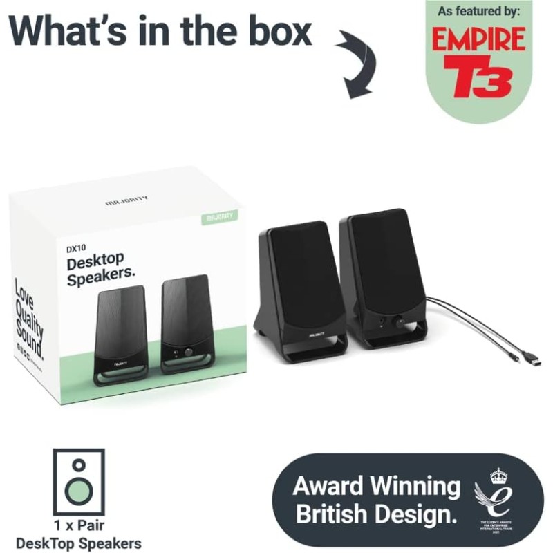 Buy Majority PC Speakers - DX 10 - 10W 2.0 USB Powered in Cyprus, Nicosia, Limassol, Larnaka, Pafos