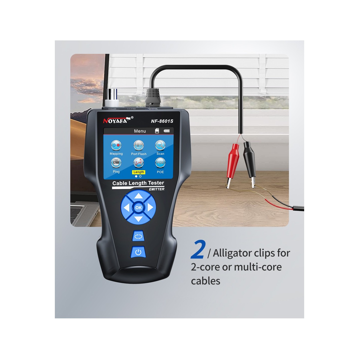 Noyafa Multi-Function Cable Tester with PoE, Ping, TDR Length Measurement, Port Flashing & NCV for RJ45, RJ11, BNC, C...