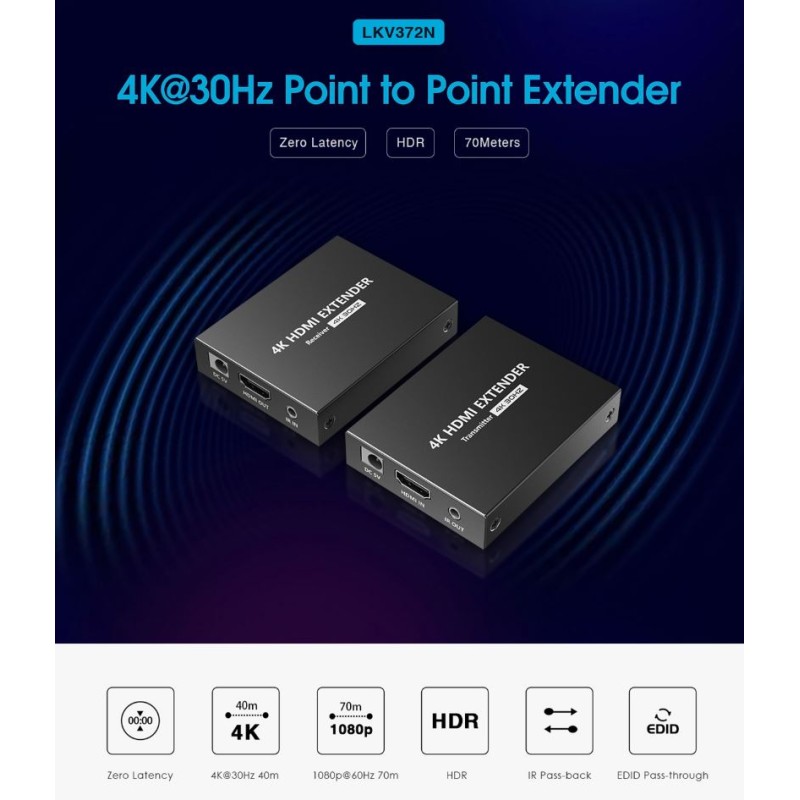 Buy Lenkeng HDMI Extender over Ethernet 70m 1080p - LKV372N - HDMI Extender over... in Cyprus, Nicosia, Limassol, Larnaka, Pafos