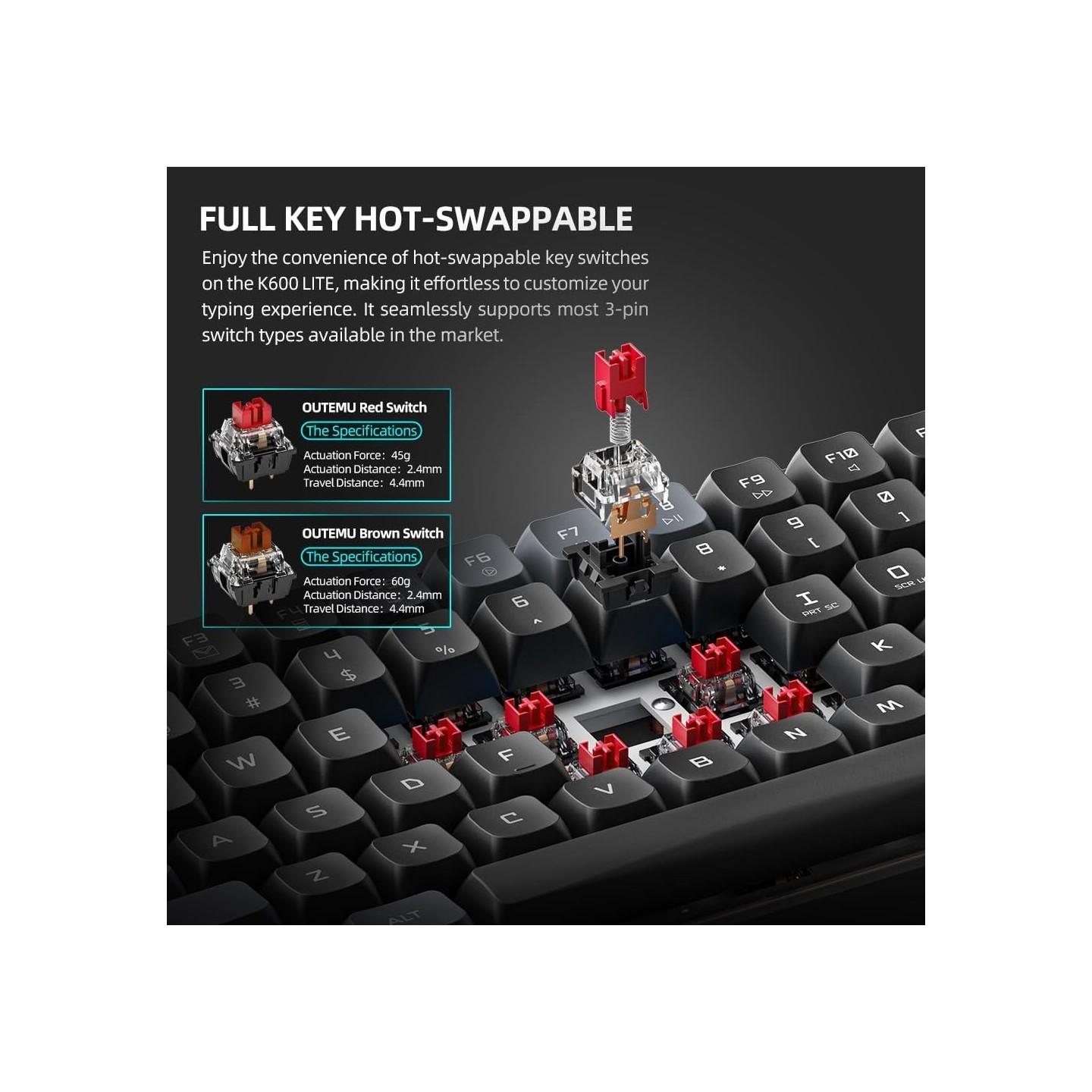 Machenike K600-B100 LITE Mechanical Gaming Keyboard - 100 Red Switch Keys (Boxed) — Buy in Cyprus with Fast Delivery