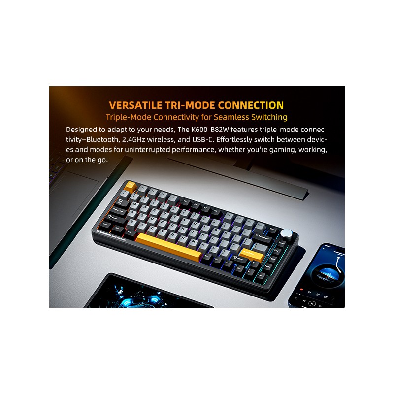 Buy Machenike Keyboard - K600-B82W - Gasket Wireless BT Gaming Mechanical Keyboa... in Cyprus, Nicosia, Limassol, Larnaka, Pafos