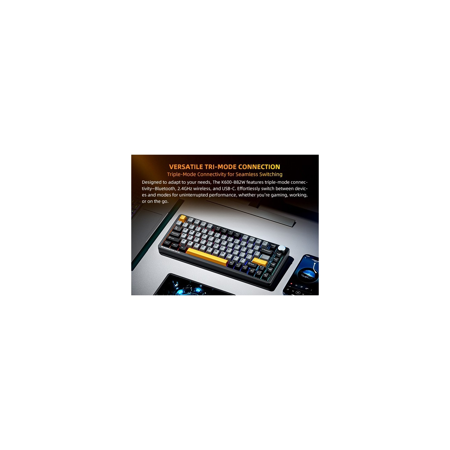 Machenike K600-B82W Gasket Wireless BT 75% Mechanical Keyboard Brown Switches (Boxed) — Buy in Cyprus with Fast Delivery